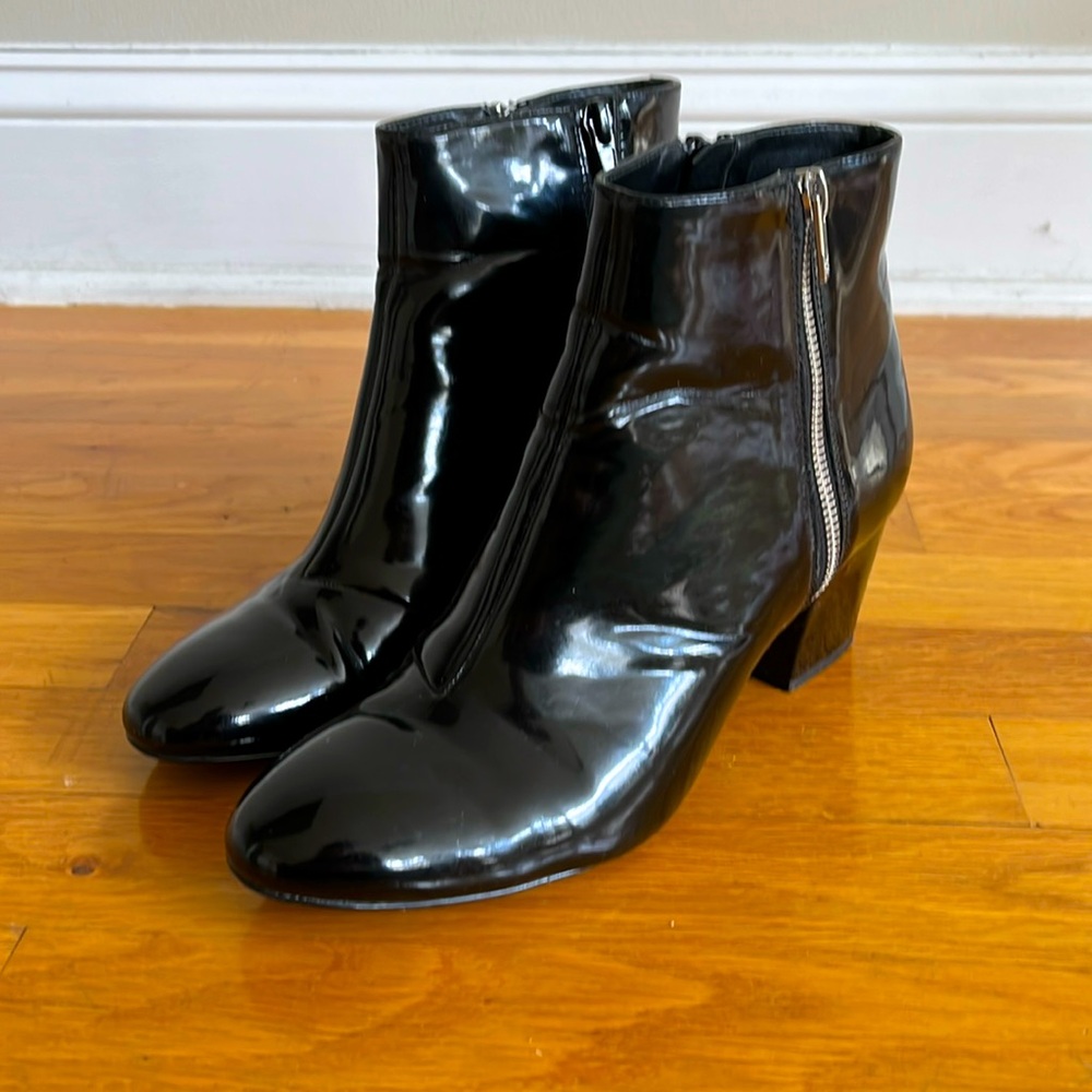 Calvin Klein Patent Leather Karena Boots